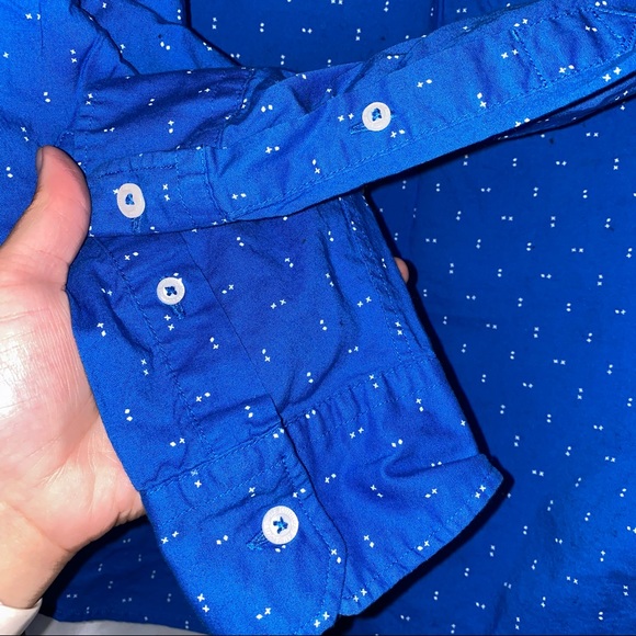 AEO Men’s blue & white button up shirt large - Picture 9 of 15